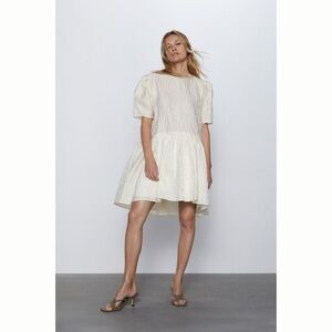 Zara Cream Voluminous Babydoll Dress